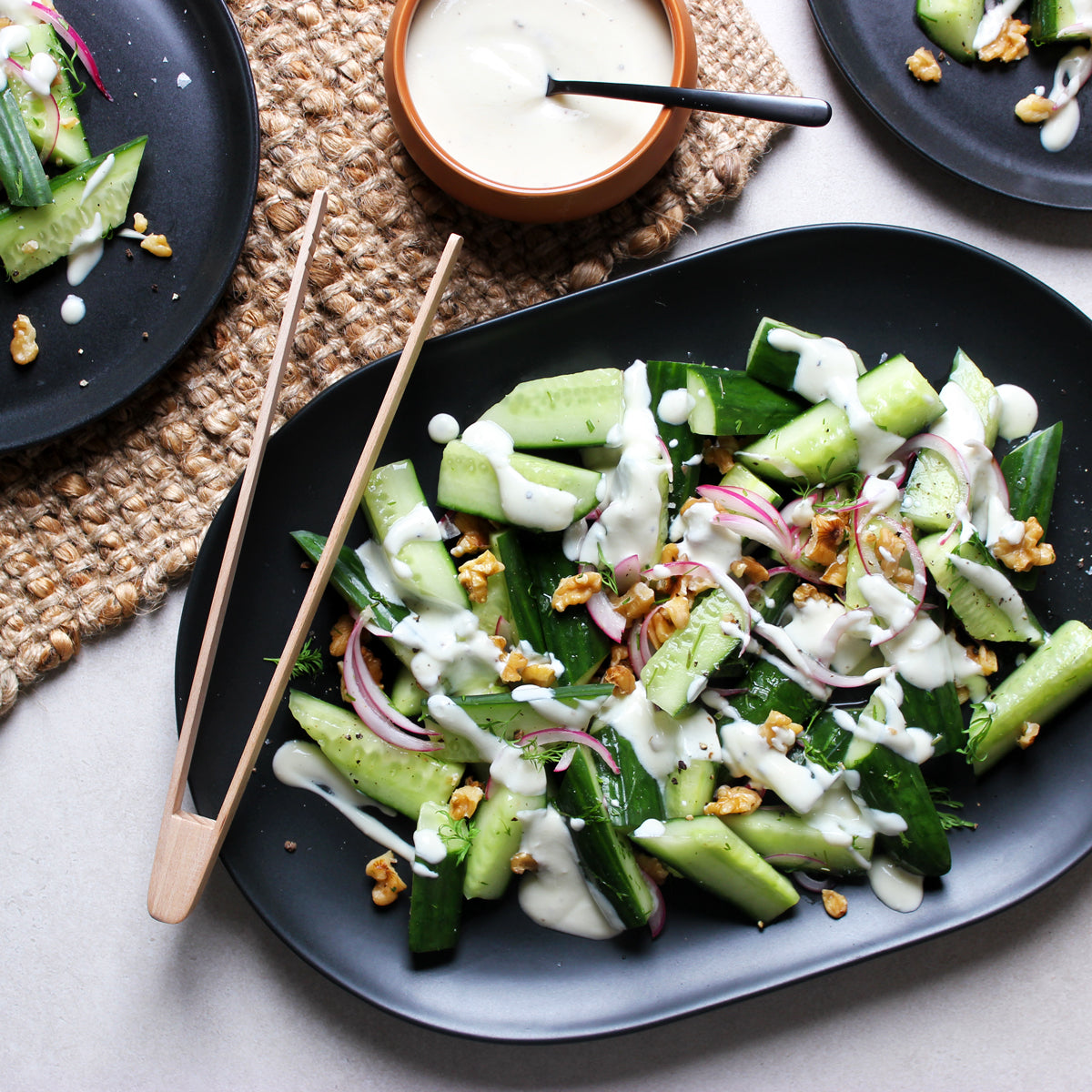 Cucumber & Walnut Salad with Yogurt Dressing